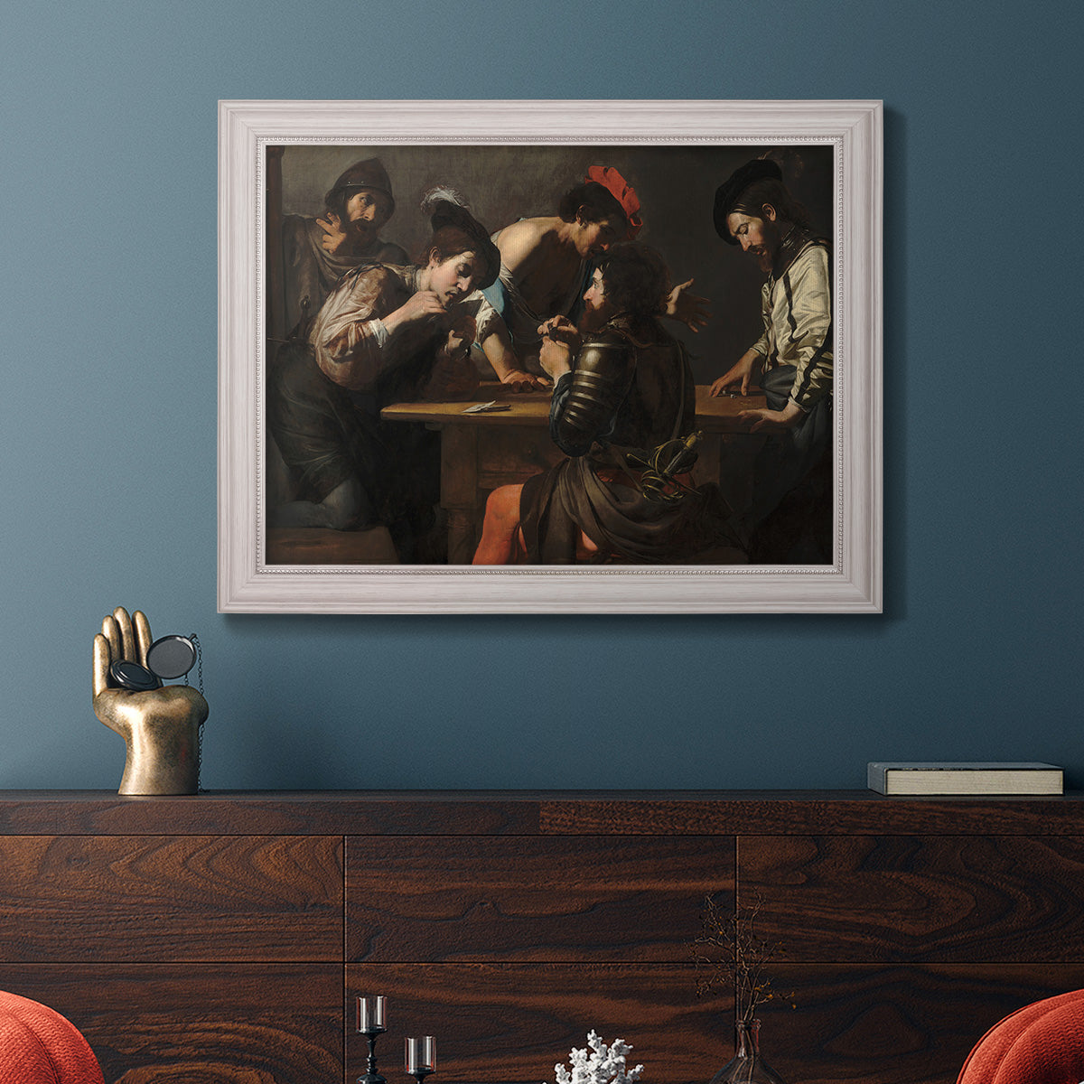 Soldiers Playing Cards and Dice (The Cheats) - Ornate Framed Canvas Print