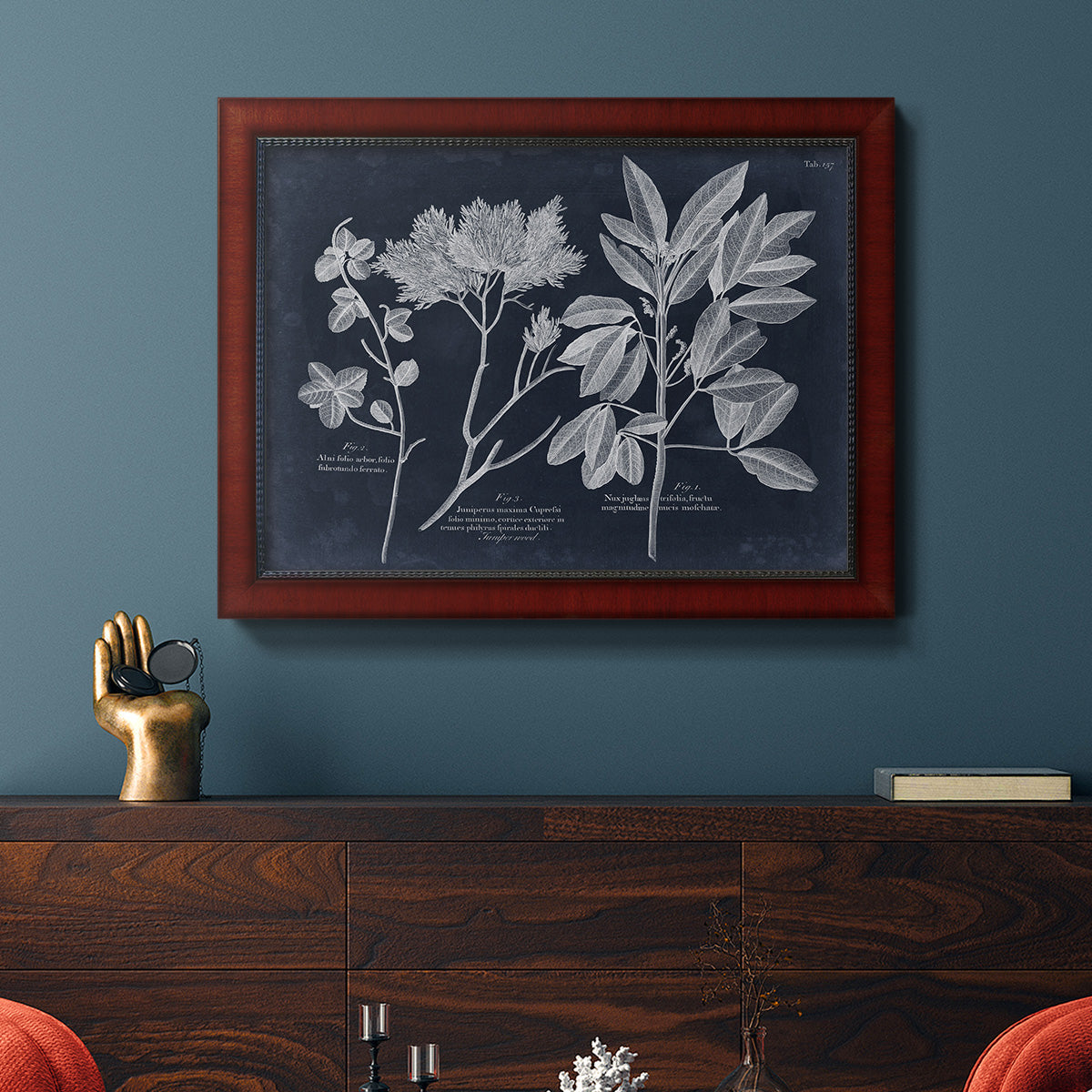 Foliage on Navy VI Premium Framed Canvas- Ready to Hang