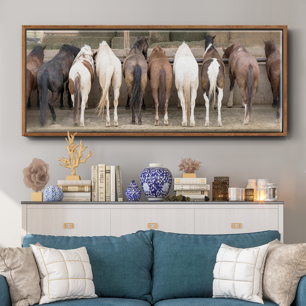 Haystack Happy - Floater Framed Canvas Print