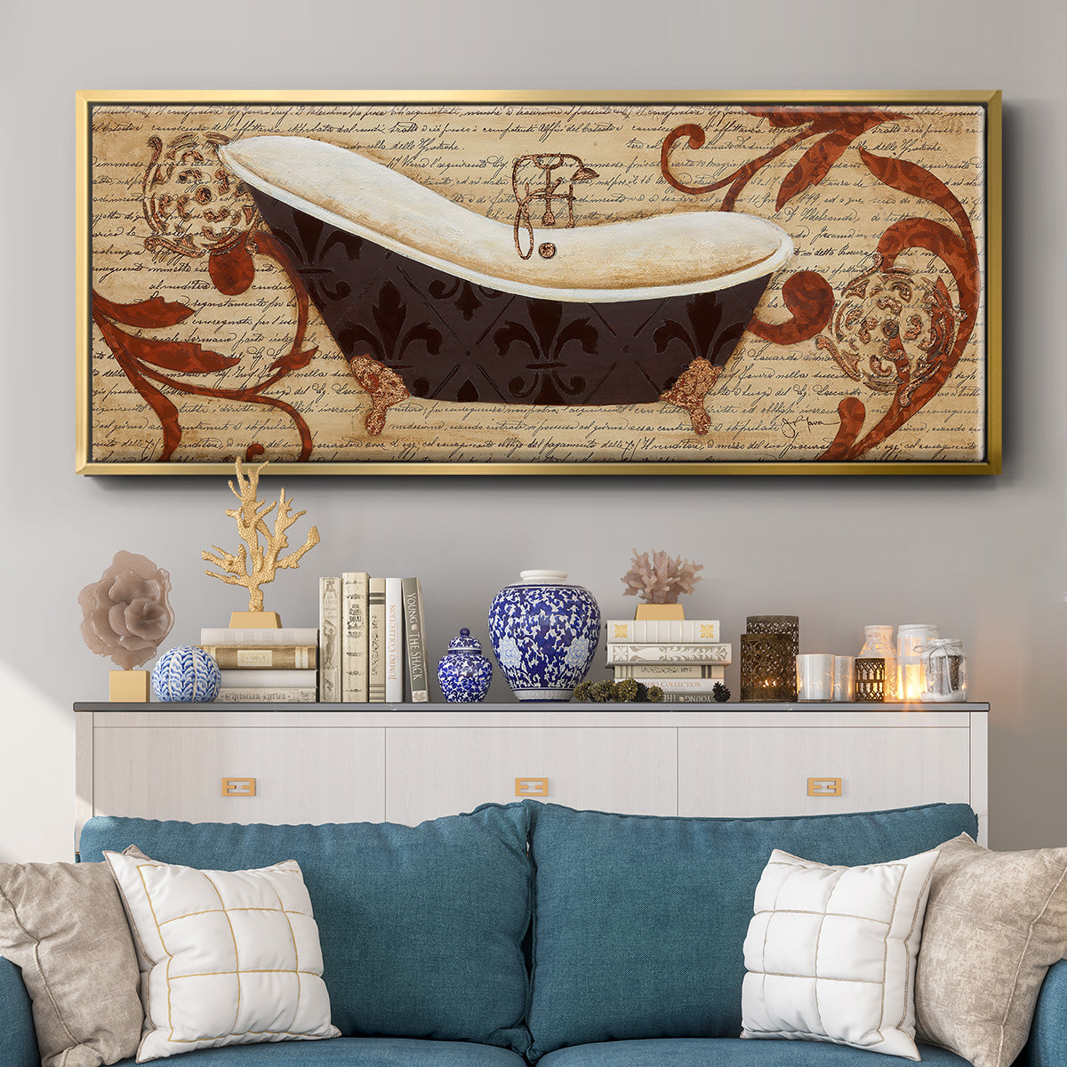 Renaissance Bath I - Floater Framed Canvas Print