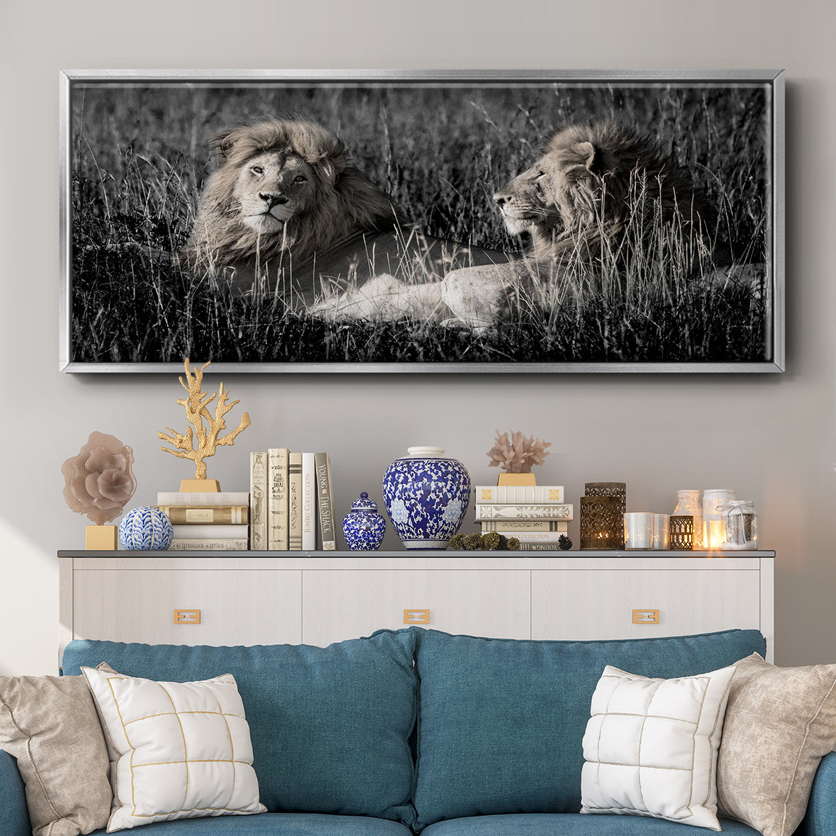 Mara Lions - Floater Framed Canvas Print