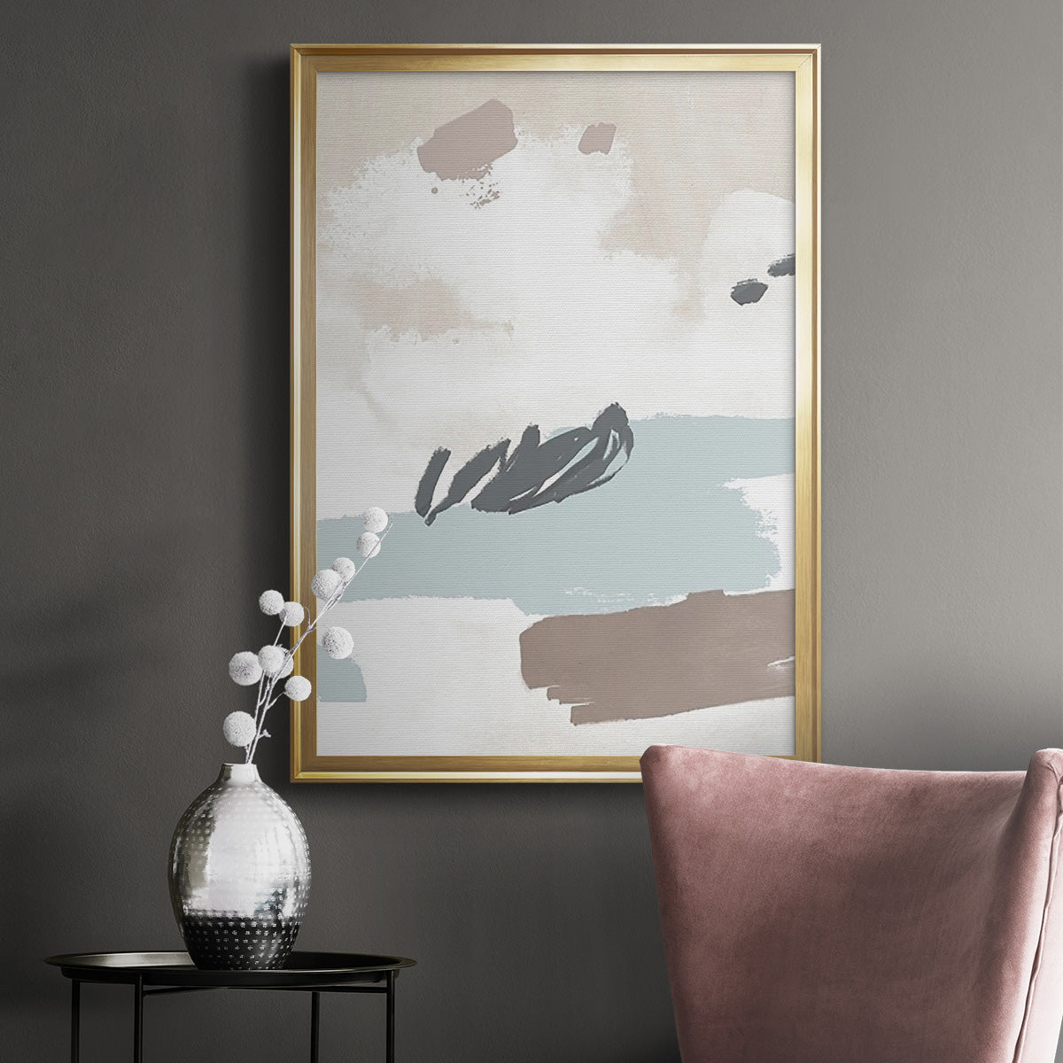 Neutral Wash II - Modern Framed Canvas Print