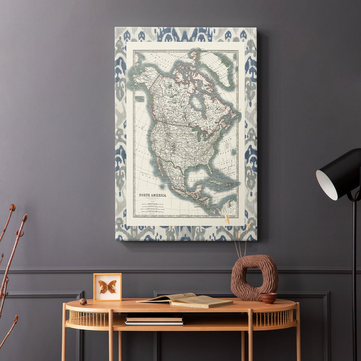 Bordered Map of North America - Canvas Art Print