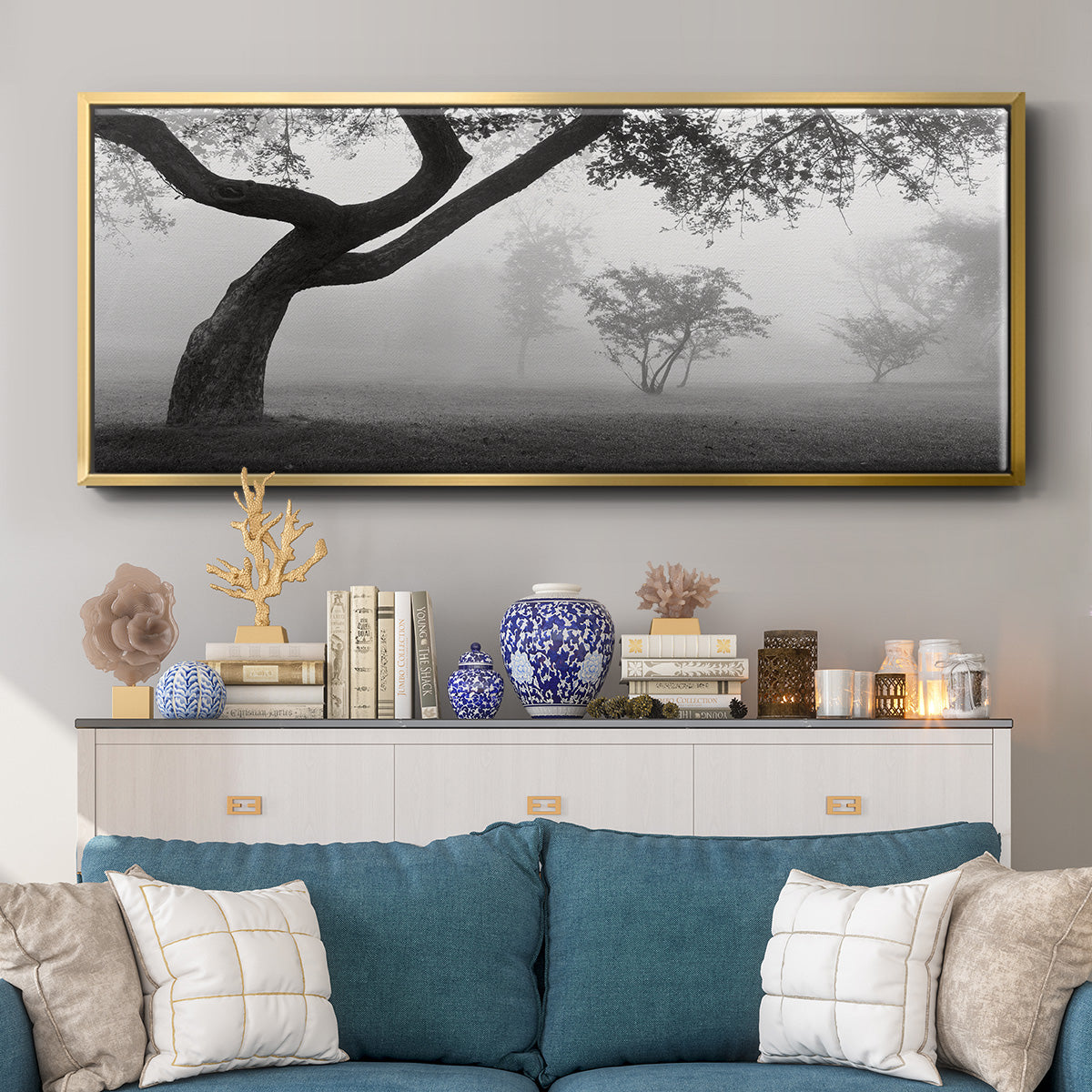 Morning Mist, Farmington Hills, Michigan - Floater Framed Canvas Print