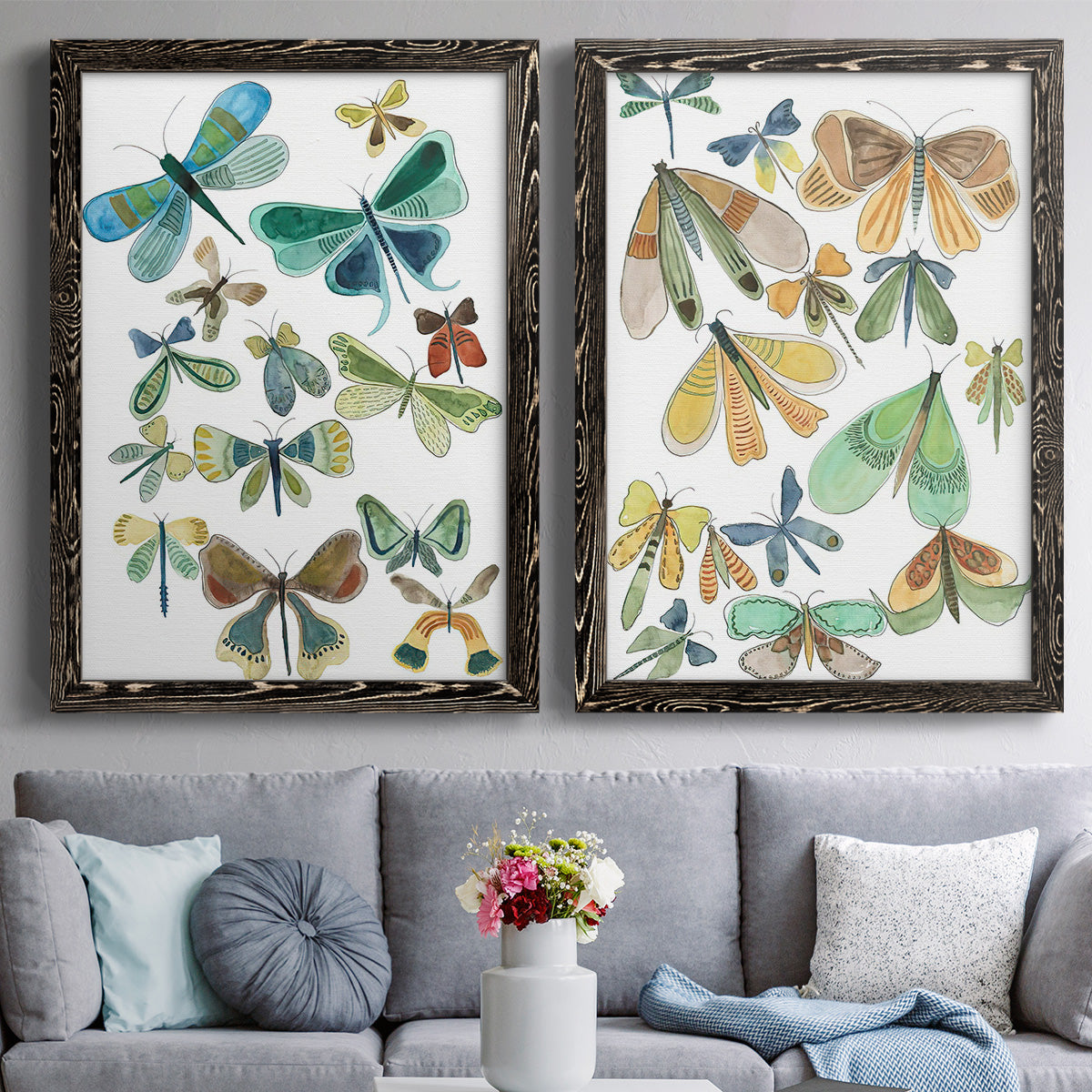 Wings Galore I - Premium Framed Canvas 2 Piece Set - Ready to Hang