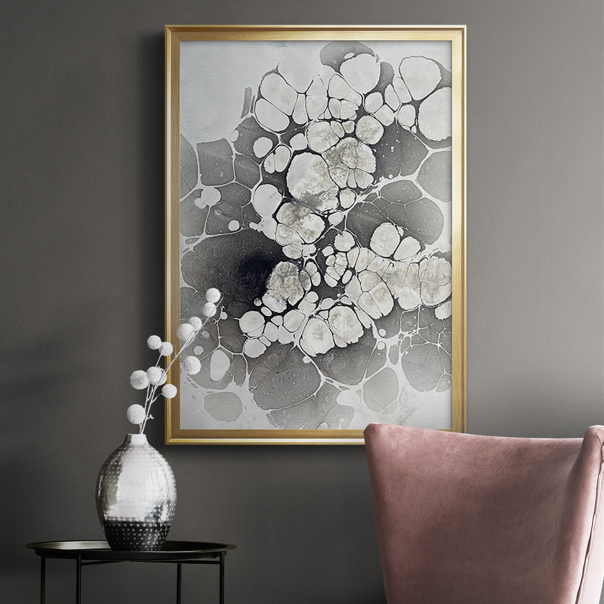 Marbling VII - Modern Framed Canvas Print