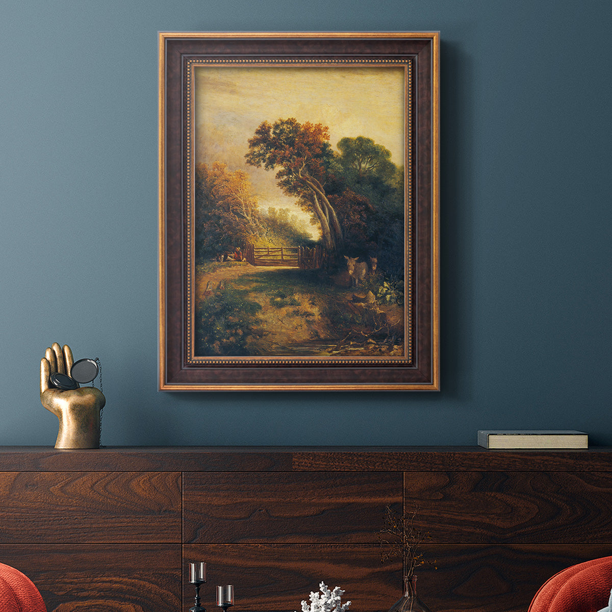 Landscape with Picnickers and Donkeys - Ornate Framed Canvas Print