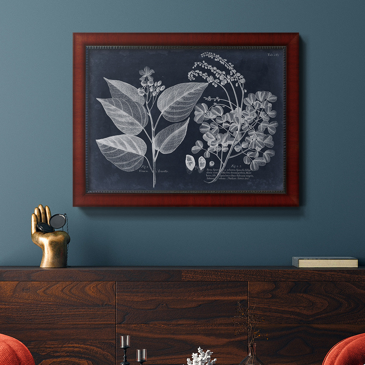 Foliage on Navy III Premium Framed Canvas- Ready to Hang