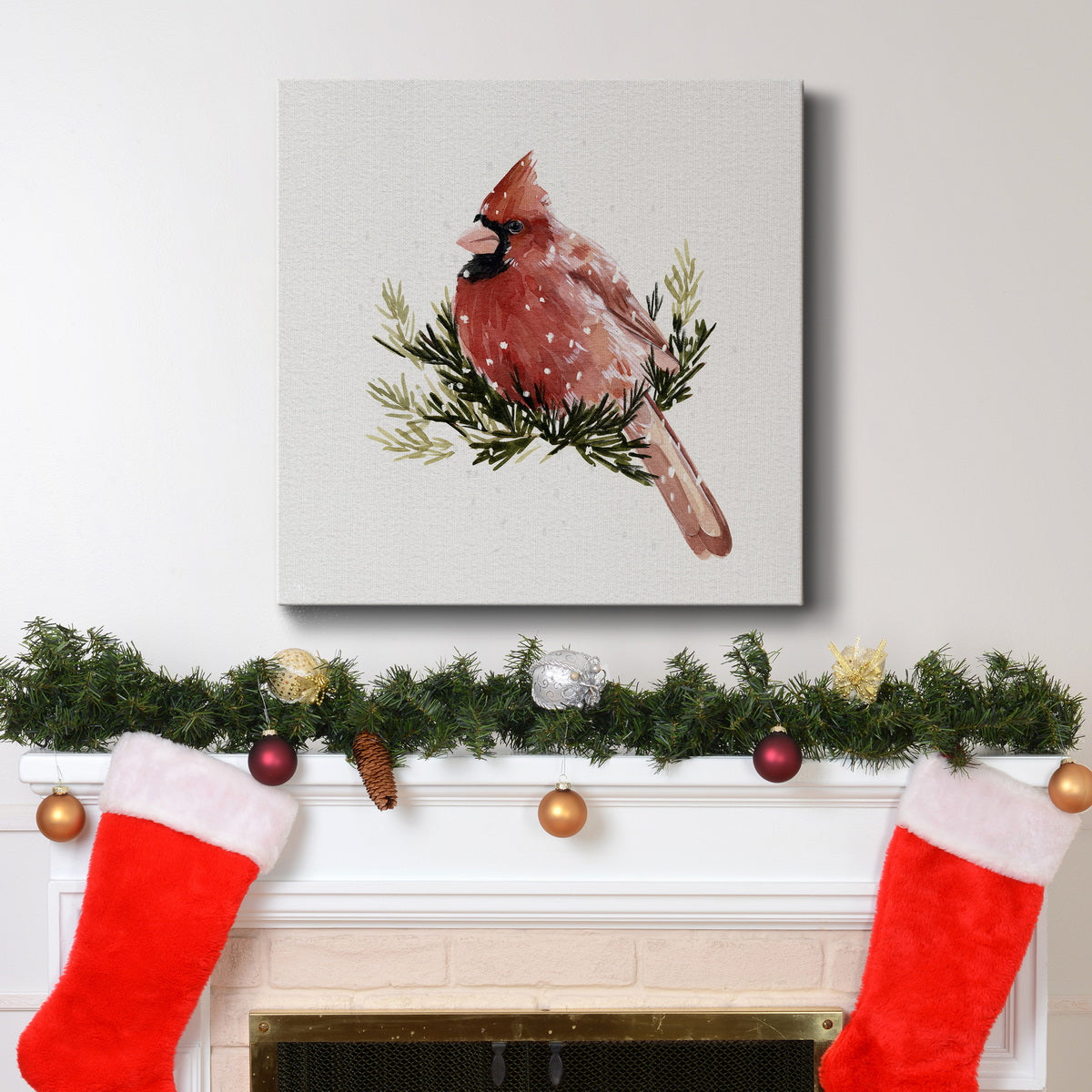 Cardinal with Snow II-Premium Gallery Wrapped Canvas - Ready to Hang