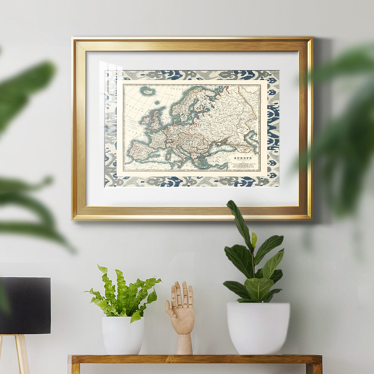 Bordered Map of Europe - Modern Framed Art Print