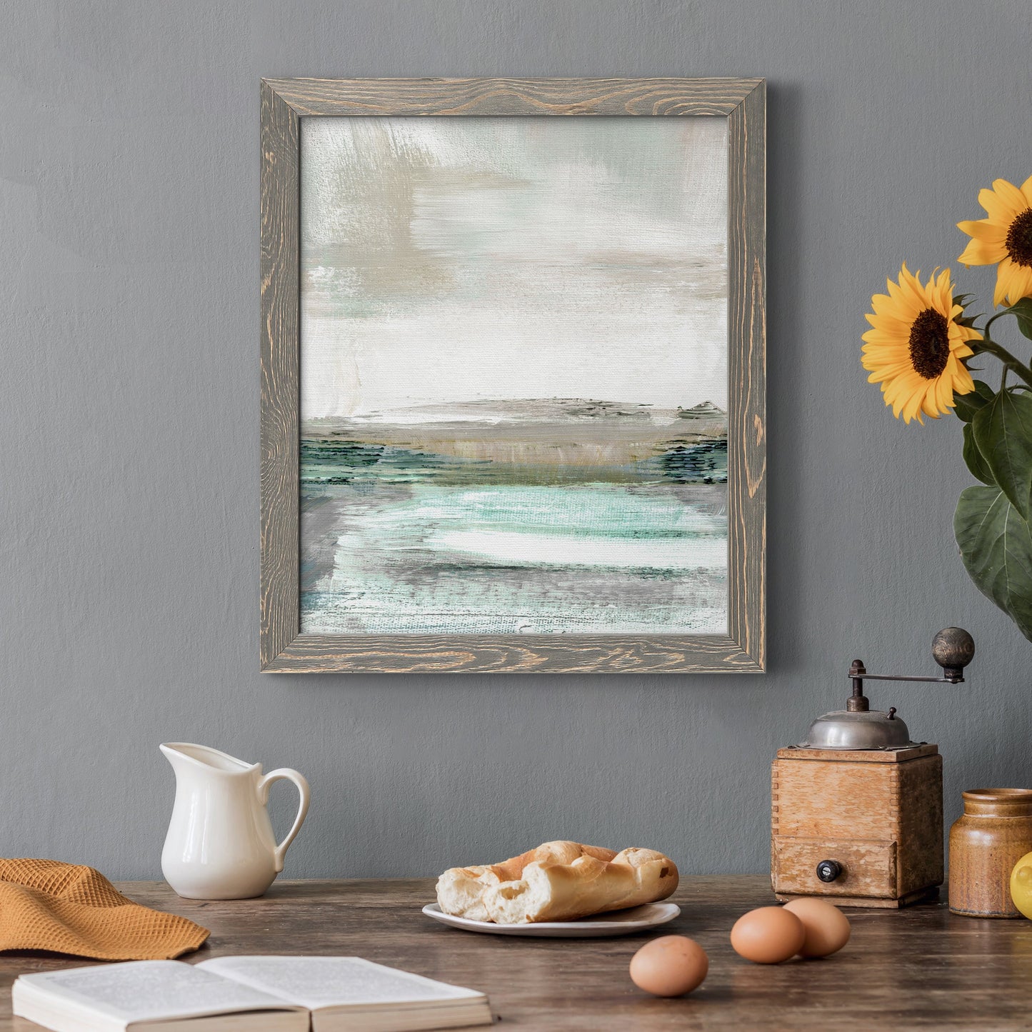 Summer Teal I - Premium Canvas Framed in Barnwood - Ready to Hang