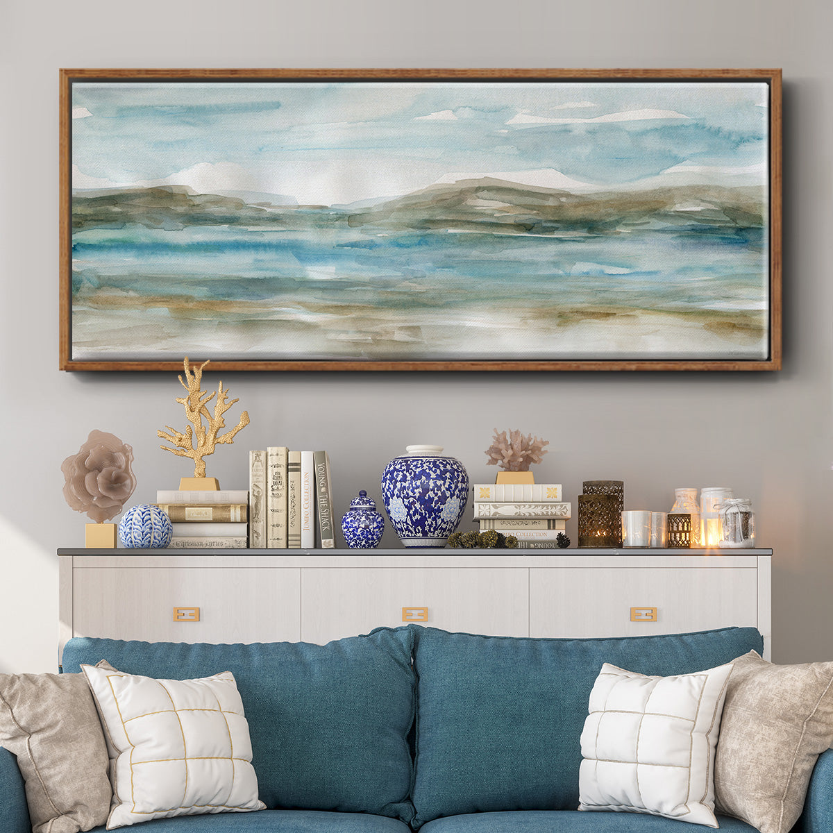 Peaceful Beach I - Floater Framed Canvas Print