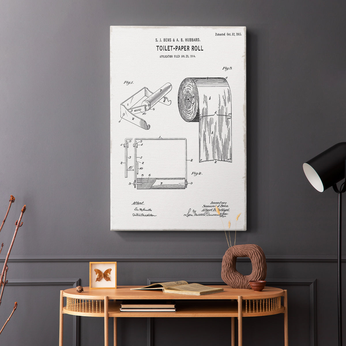 Toilet Paper Patent I - Canvas Art Print