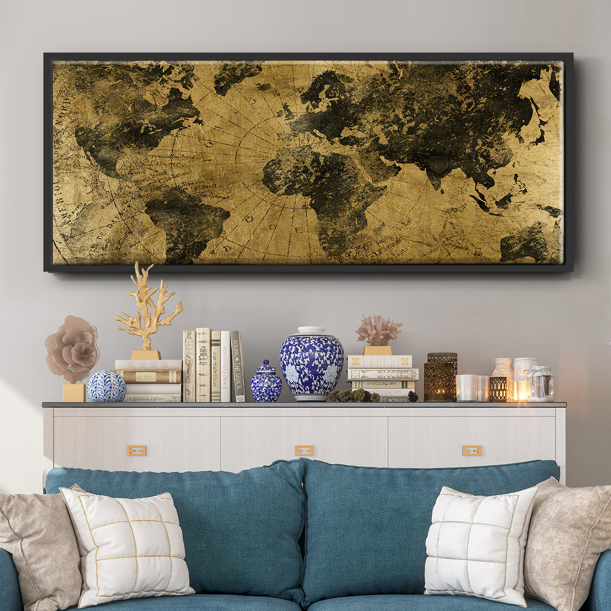 Golden Atlas - Floater Framed Canvas Print