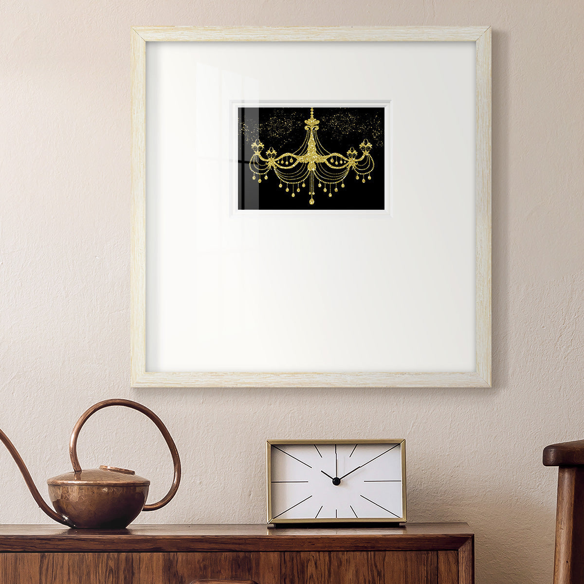 Golden Chandelier Premium Framed Print Double Matboard