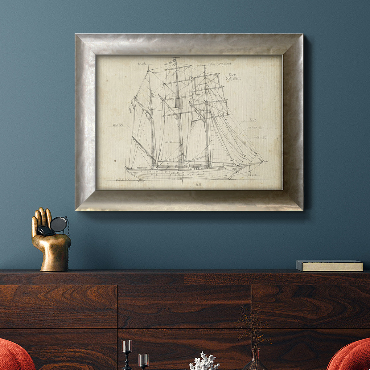 Sailboat Blueprint I Premium Framed Canvas- Ready to Hang