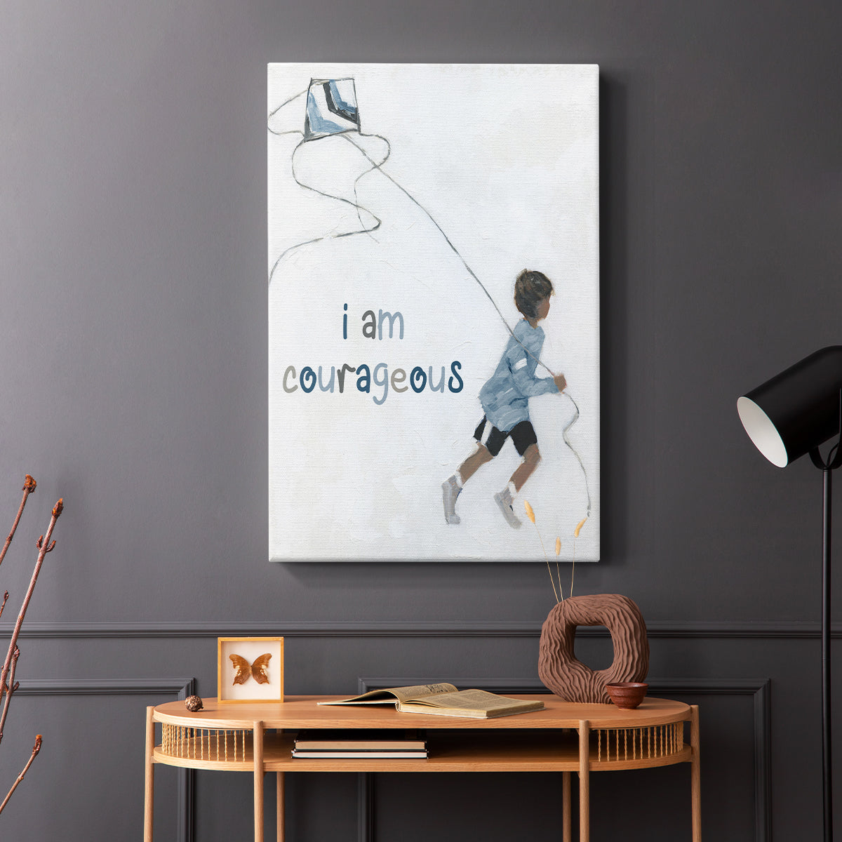Boy Flying Kite - Canvas Art Print