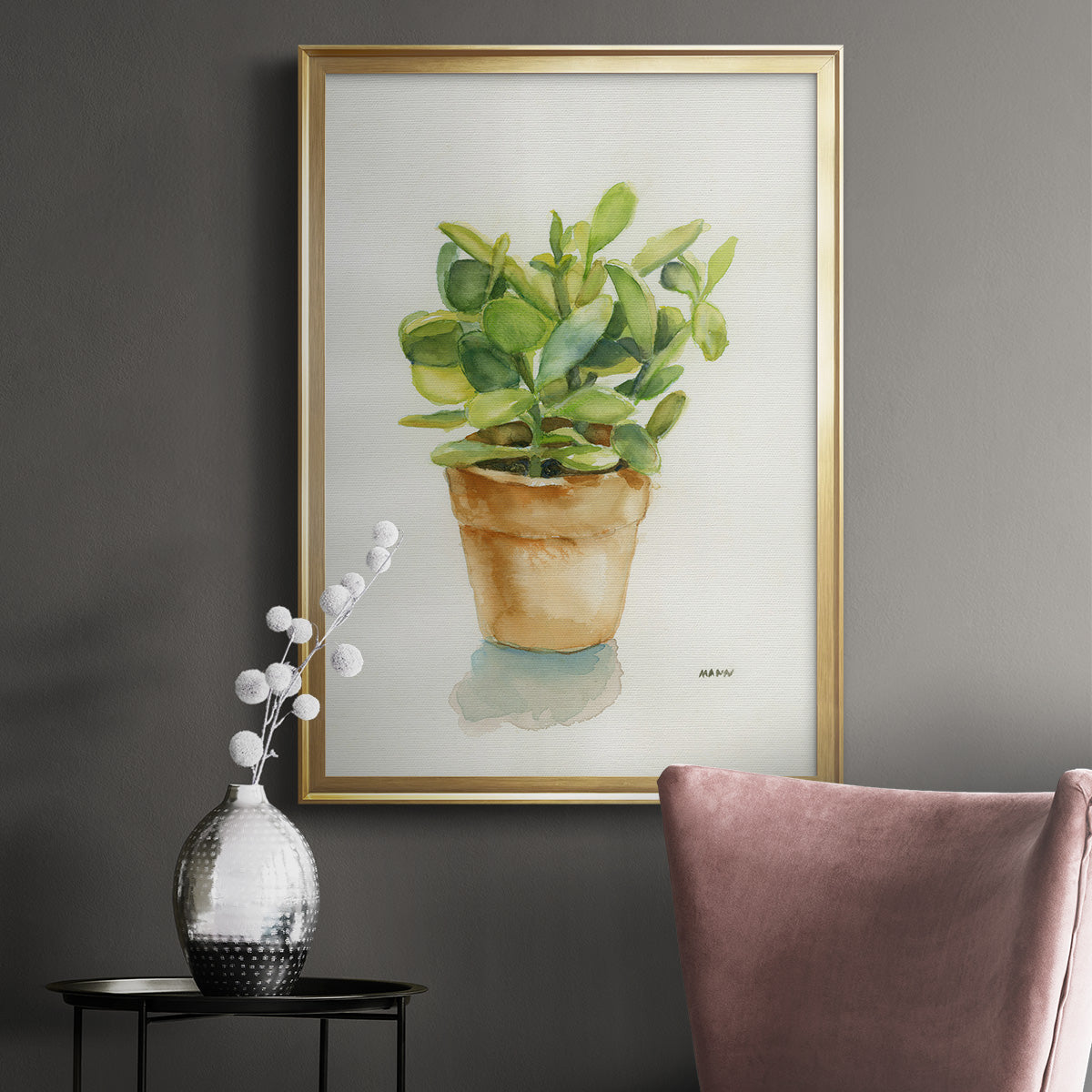 Succulent I - Modern Framed Canvas Print