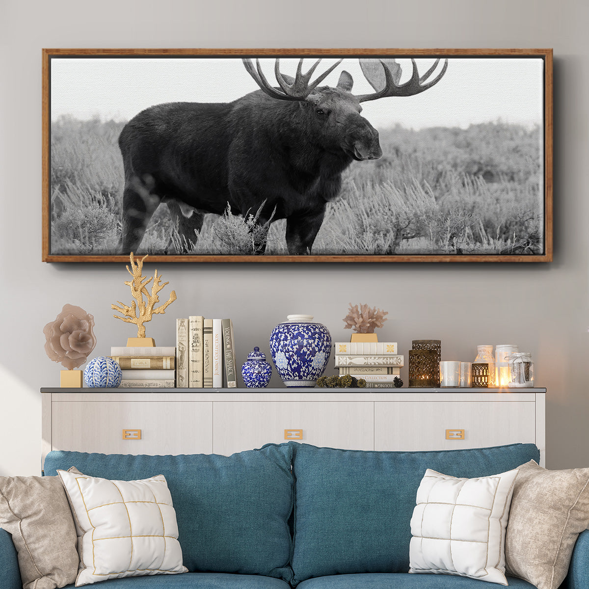 Grand Teton Bull Moose - Floater Framed Canvas Print