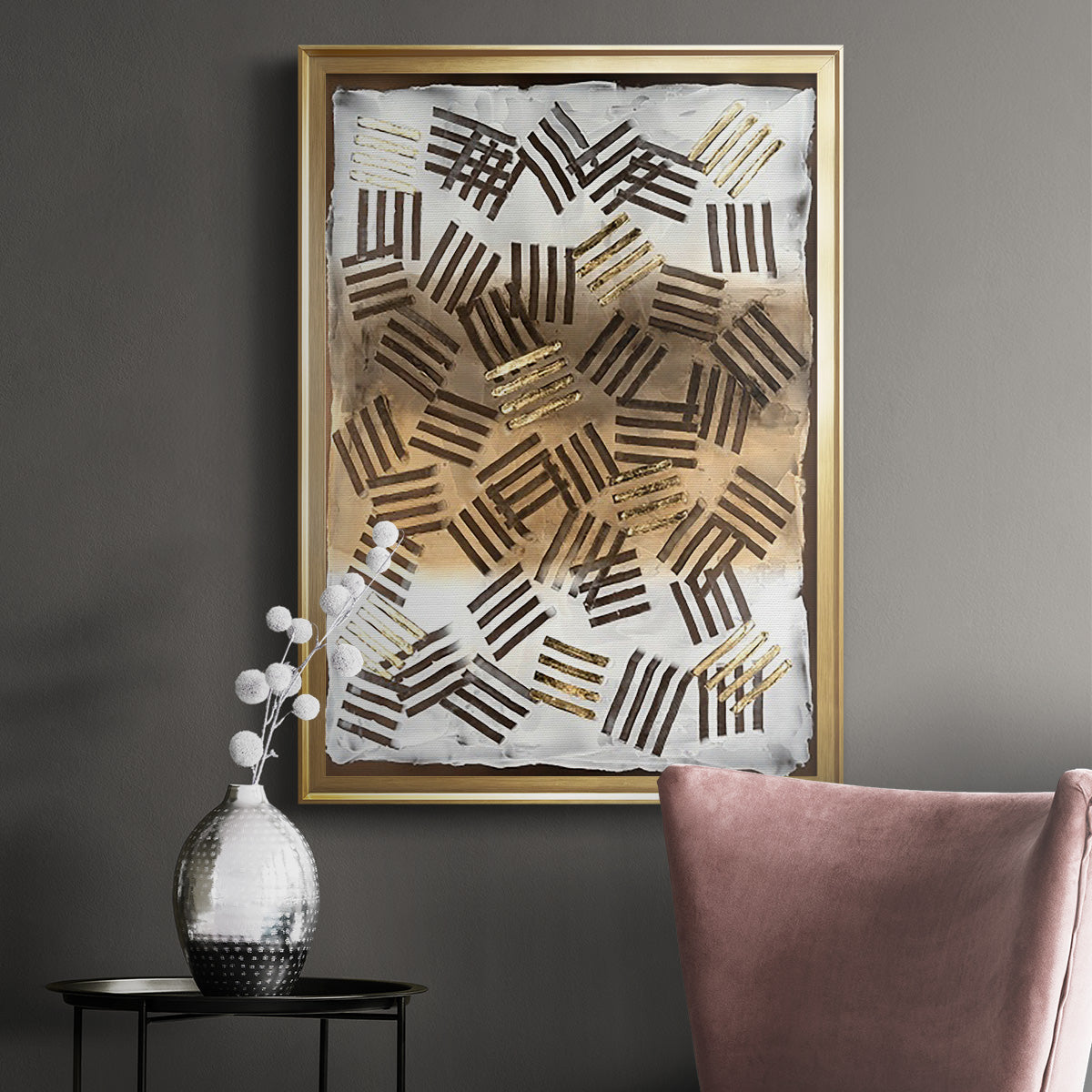 Raffia Palm II - Modern Framed Canvas Print