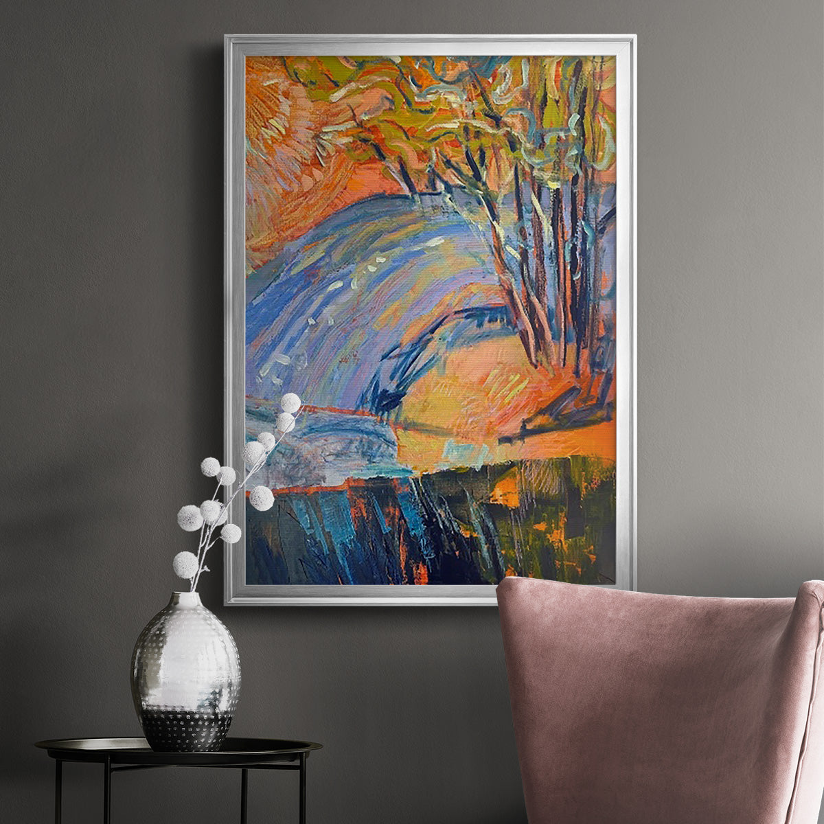 Cadmium Winter Solstice III - Modern Framed Canvas Print