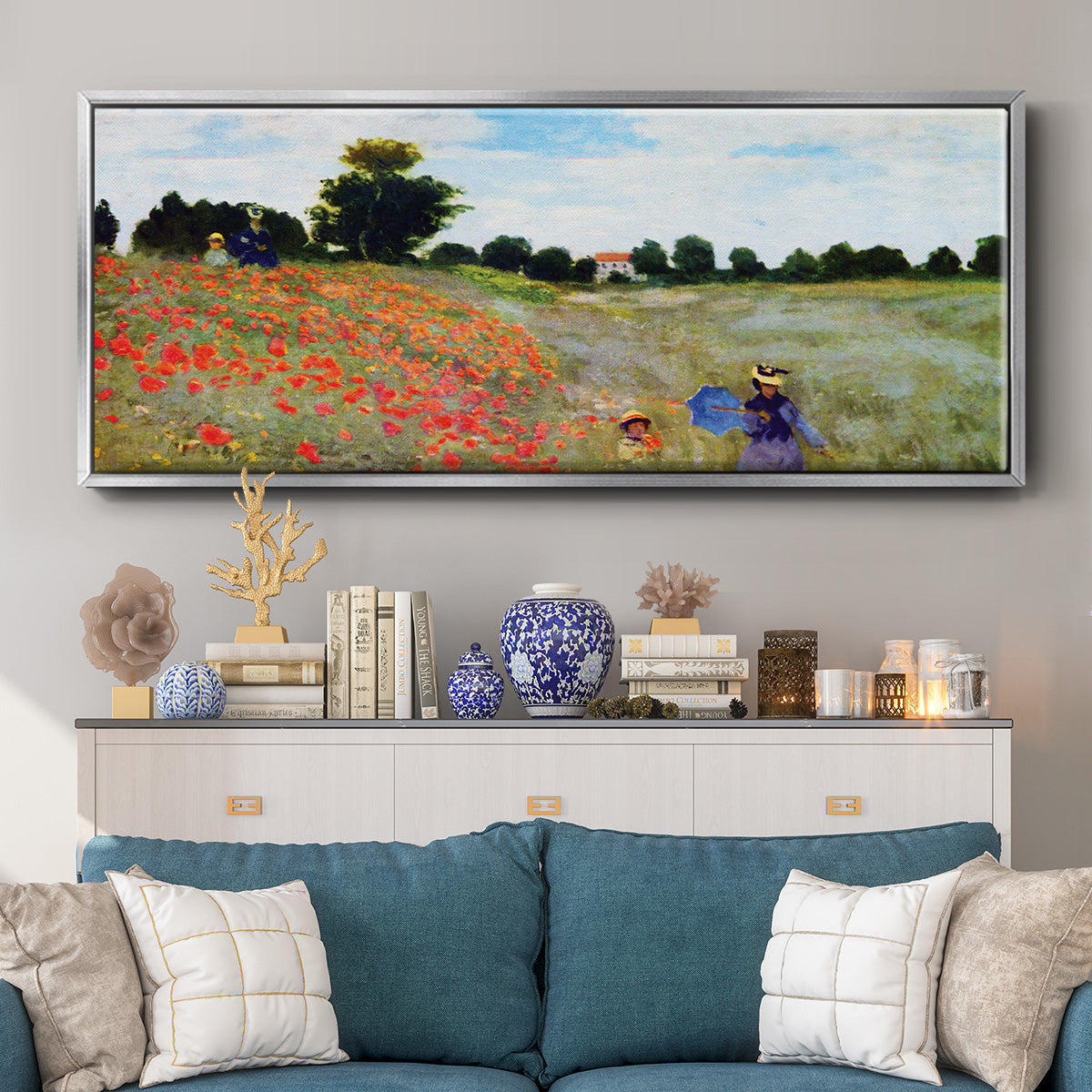 Wild Poppies Near Argenteuil, 1873 - Floater Framed Canvas Print