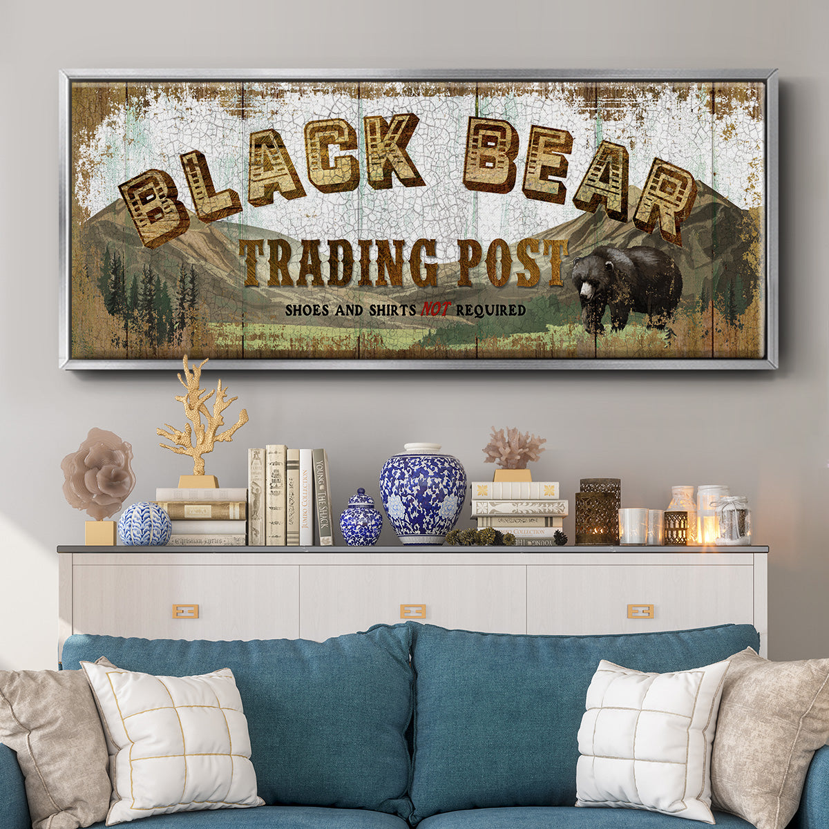 Black Bear Trading Post - Floater Framed Canvas Print