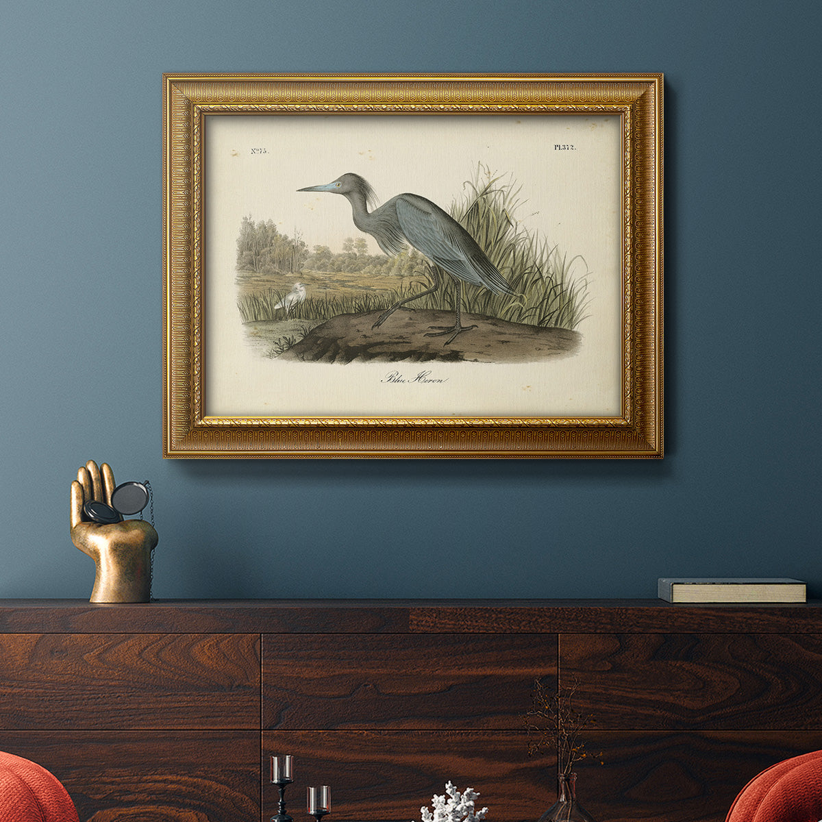 Audubons Blue Heron Premium Framed Canvas- Ready to Hang