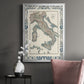 Bordered Map of Italy - Modern Framed Canvas Print