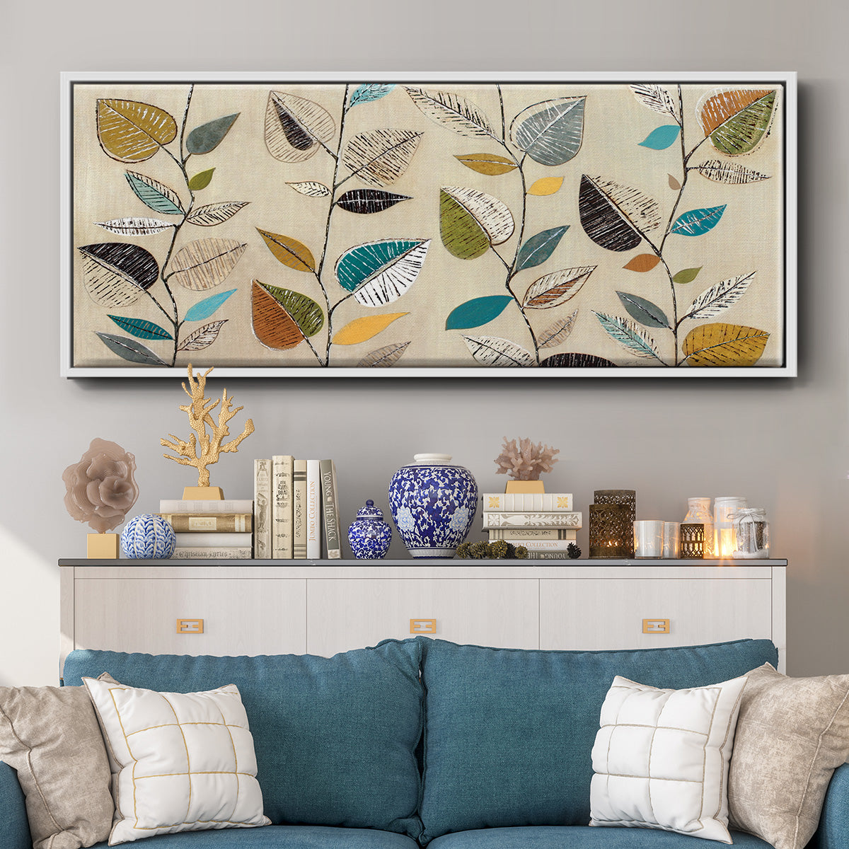 Dancing Leaves III - Floater Framed Canvas Print