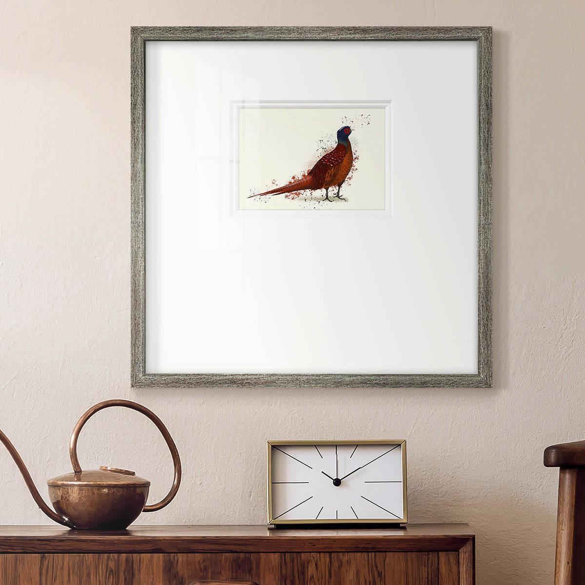 Pheasant Splash 4 Premium Framed Print Double Matboard