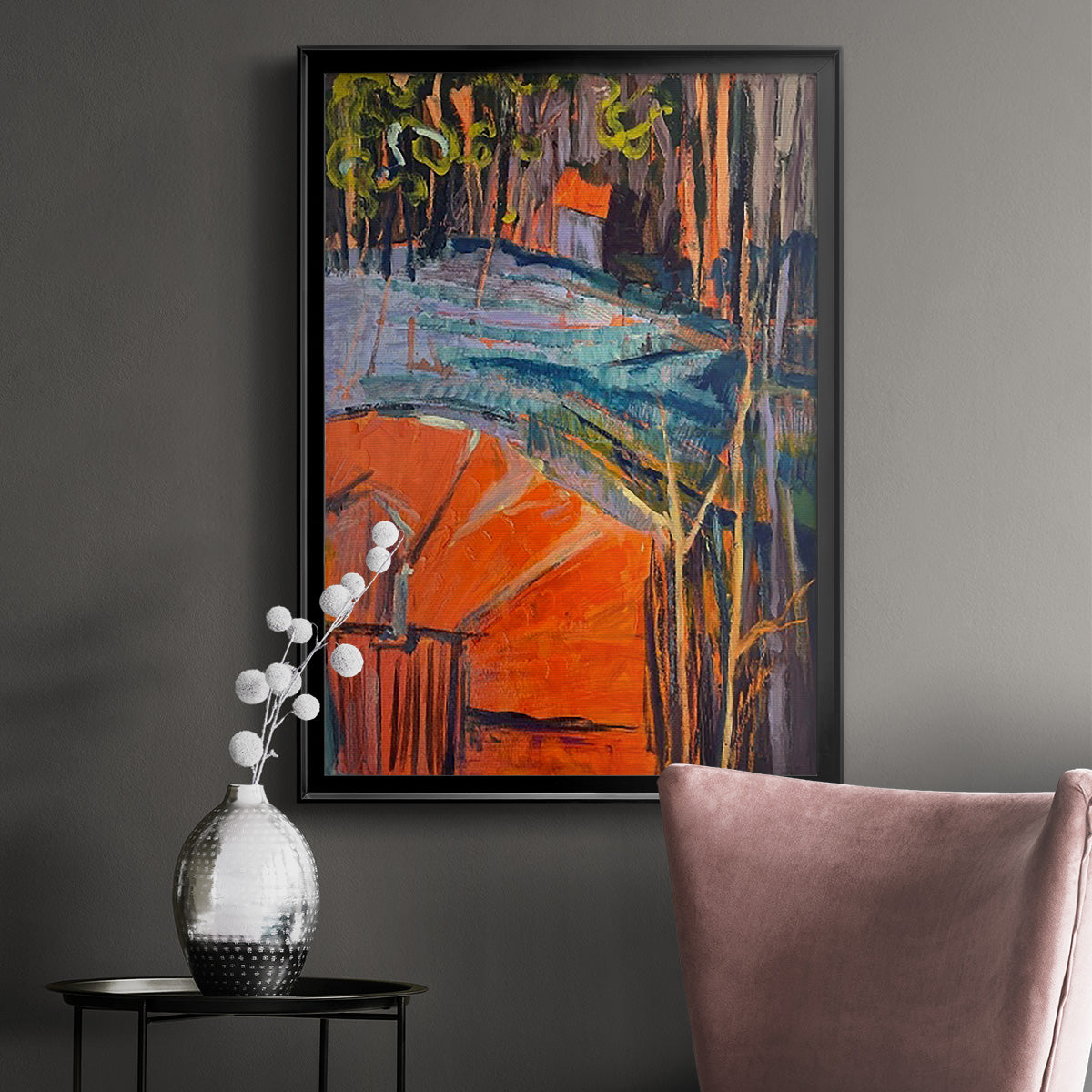 Cadmium Winter Solstice IV - Modern Framed Canvas Print