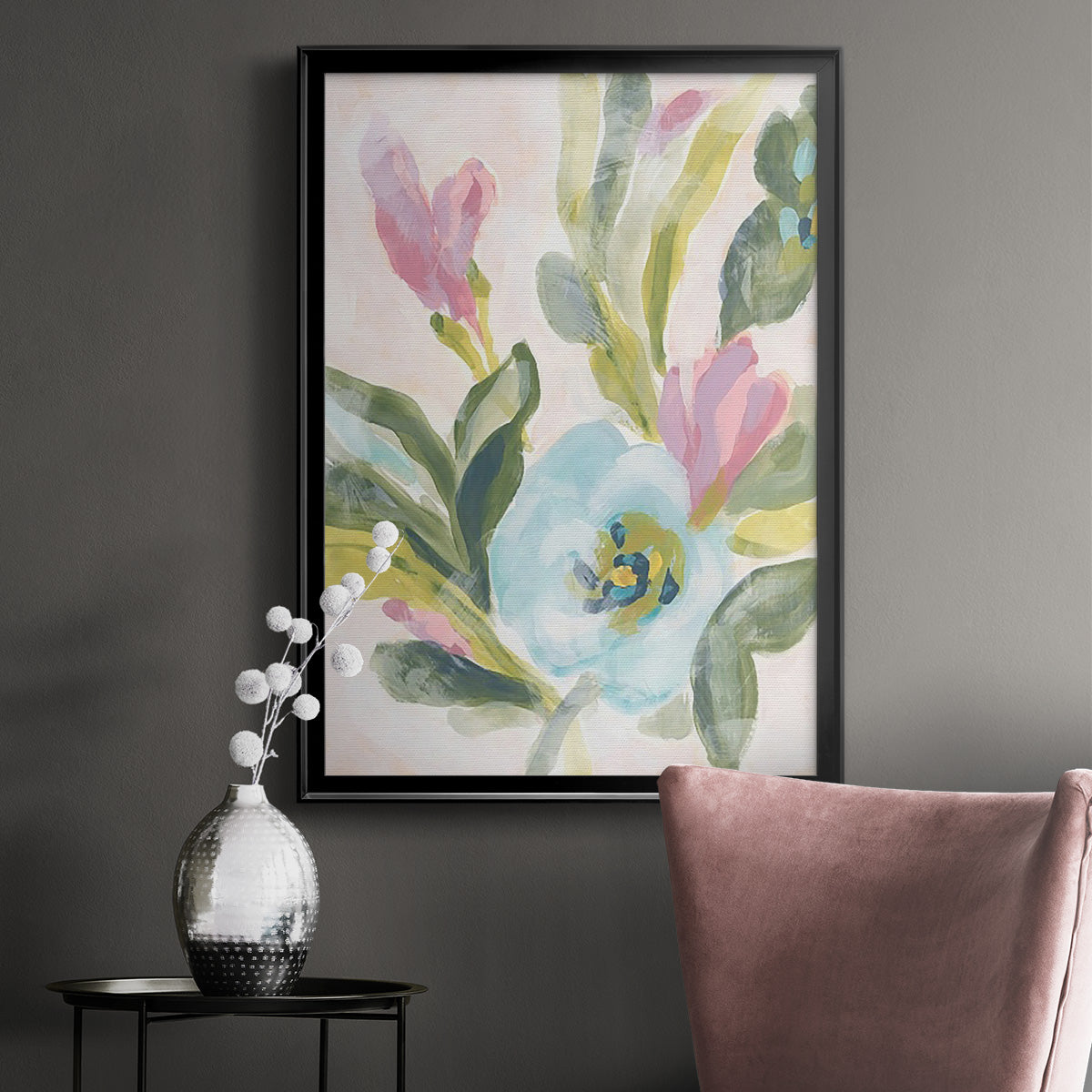 Floral Breeze Fresco  II - Modern Framed Canvas Print