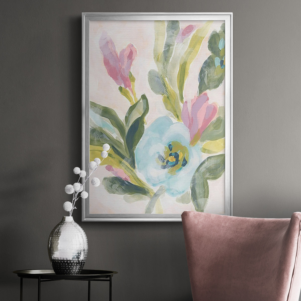 Floral Breeze Fresco  II - Modern Framed Canvas Print