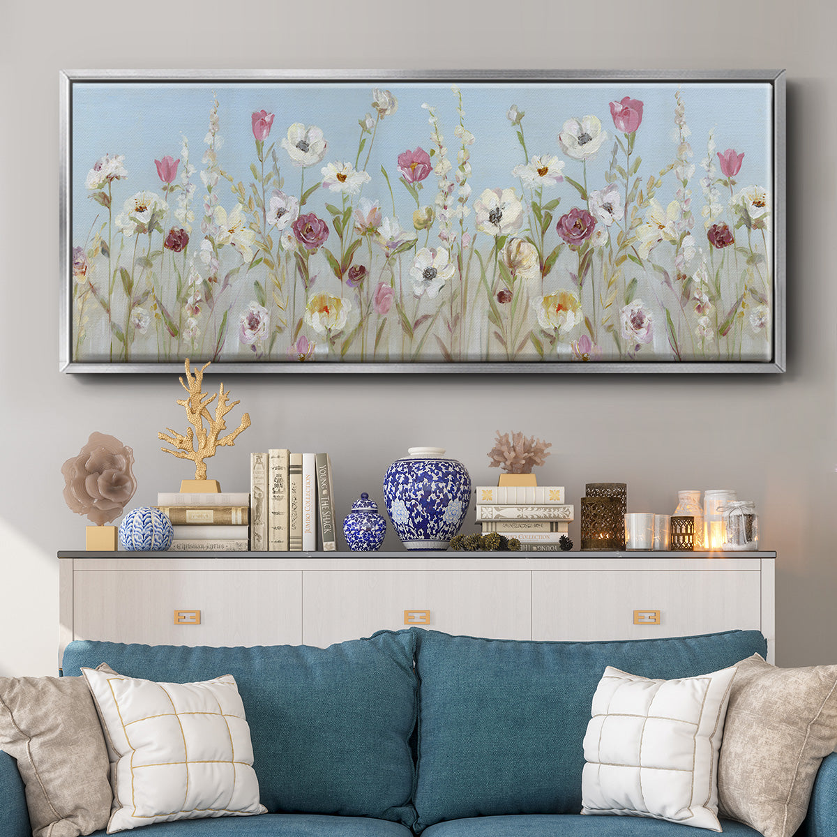 Meadow Spring Blooms - Floater Framed Canvas Print