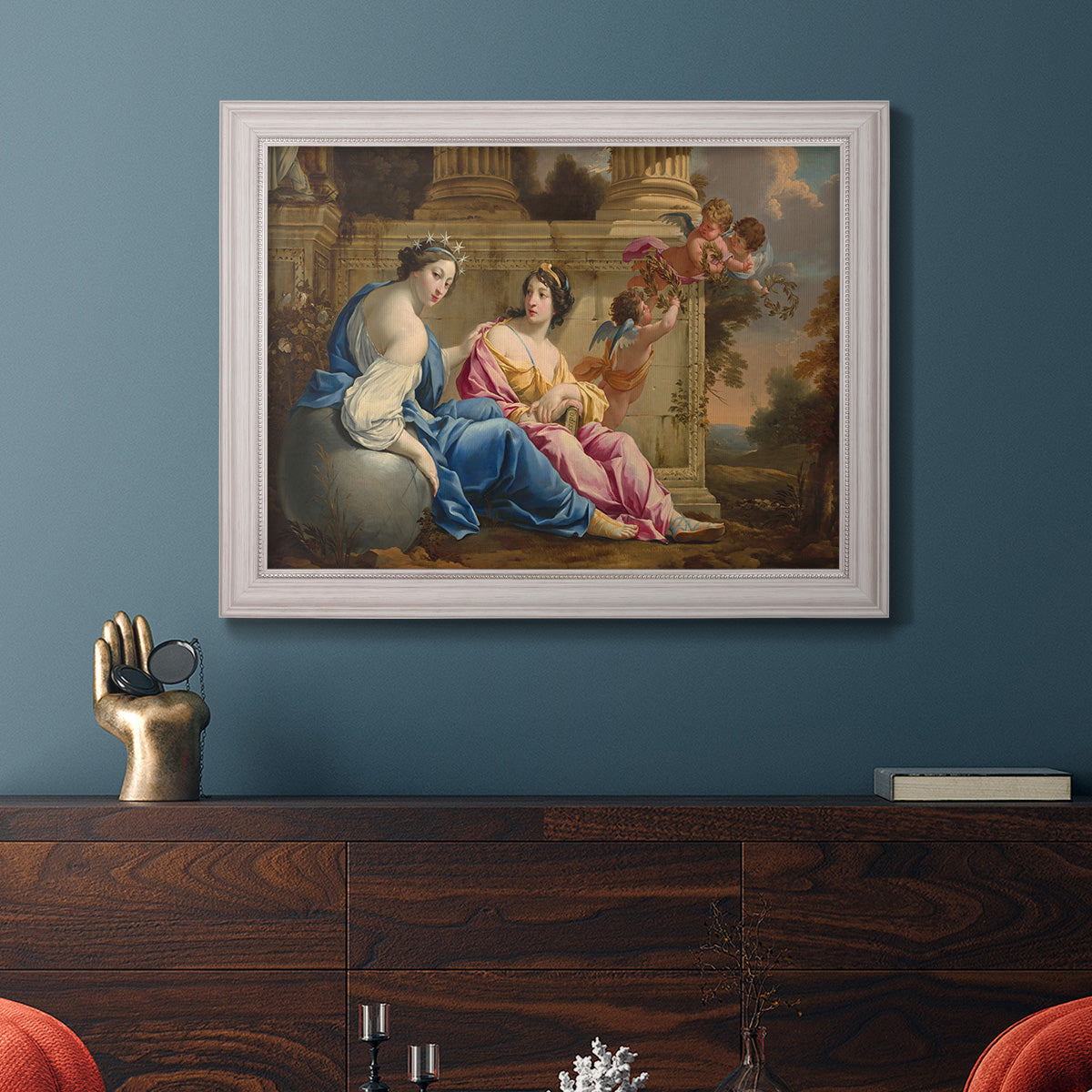 The Muses Urania and Calliope - Ornate Framed Canvas Print
