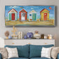 Bright Beach Huts - Floater Framed Canvas Print