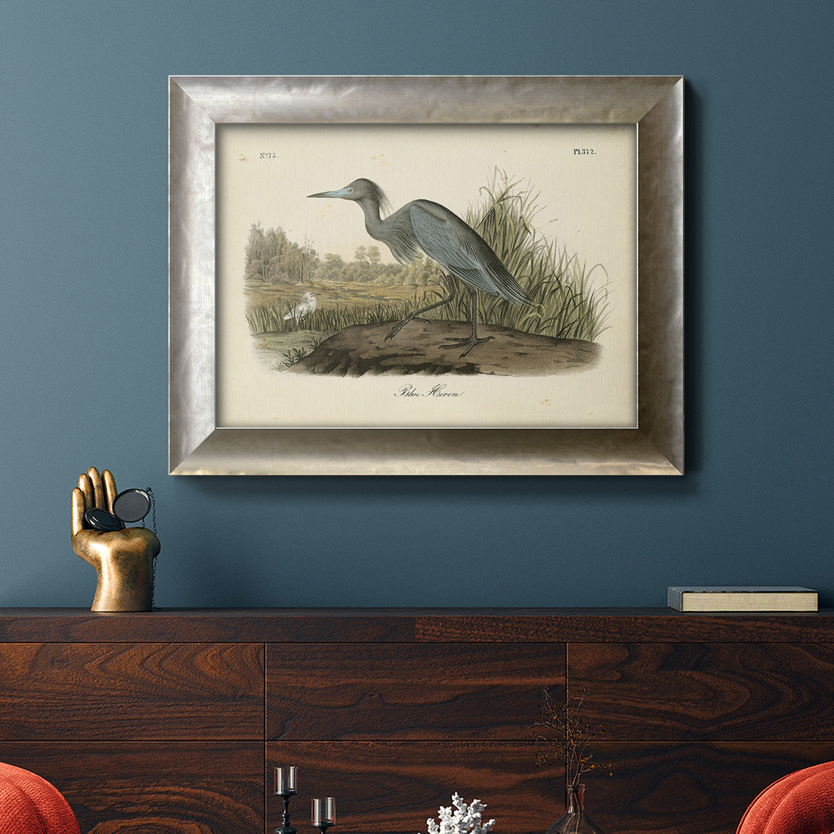 Audubons Blue Heron Premium Framed Canvas- Ready to Hang