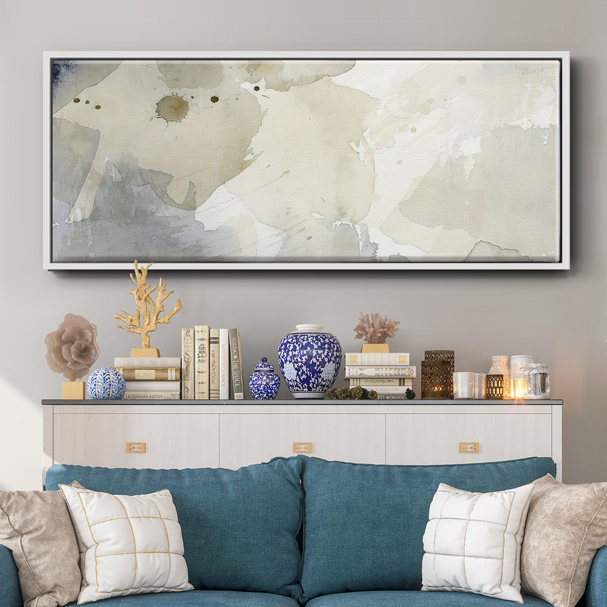 Dried Bergamot in Mist I - Floater Framed Canvas Print
