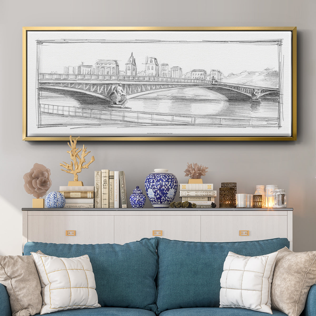 Pont Mirabeau - Floater Framed Canvas Print