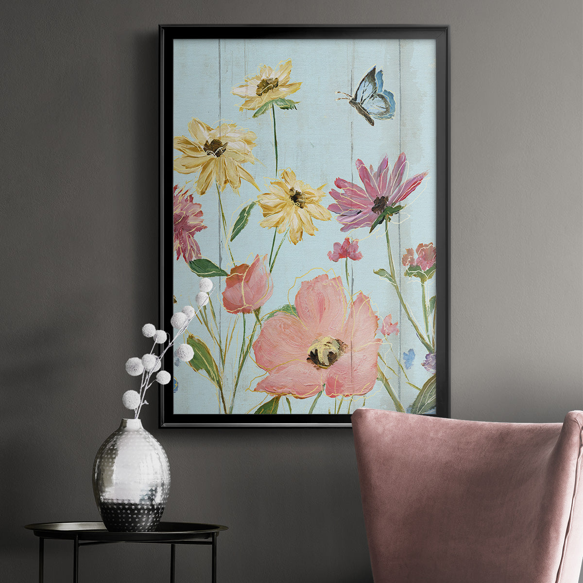 Wildflower Flutter II - Modern Framed Canvas Print