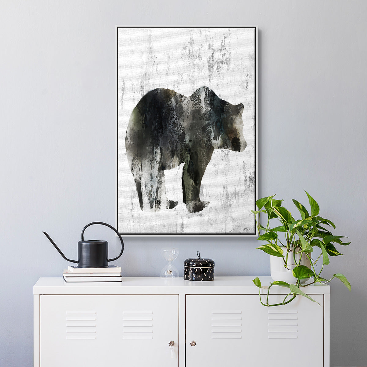 Bear Totem - Framed Premium Gallery Wrapped Canvas L Frame - Ready to Hang