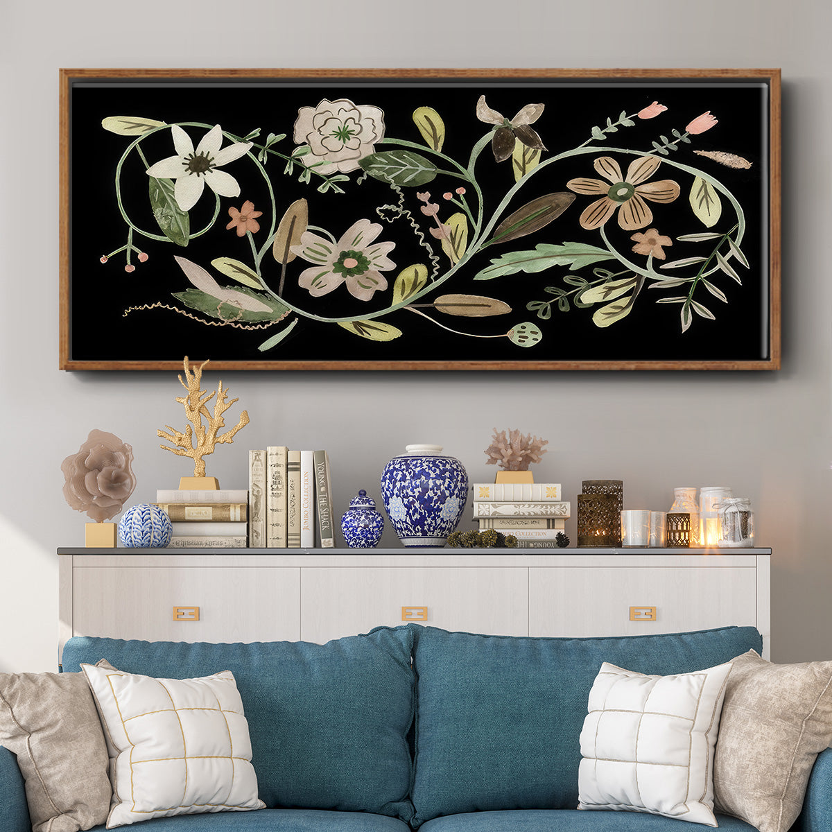 Pressed Flowers II - Floater Framed Canvas Print