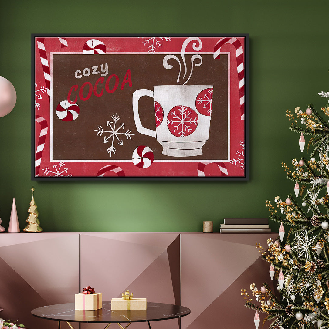 Cozy Cocoa Christmas Collection A - Framed Gallery Wrapped Canvas in Floating Frame