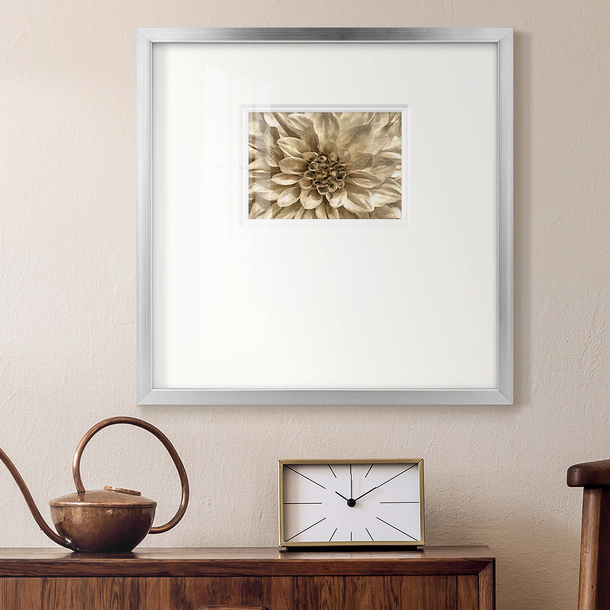 Neutral Wall Flower I Premium Framed Print Double Matboard