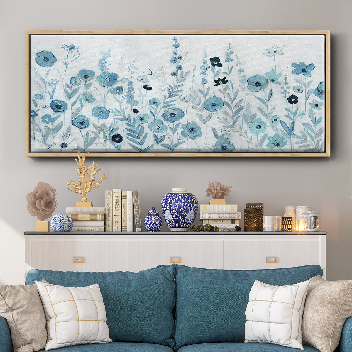 Endless Field of Blue - Floater Framed Canvas Print