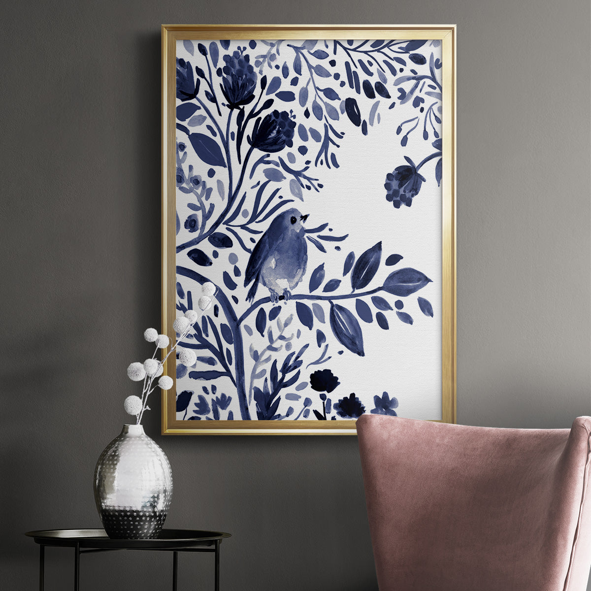 Indigo Song I - Modern Framed Canvas Print