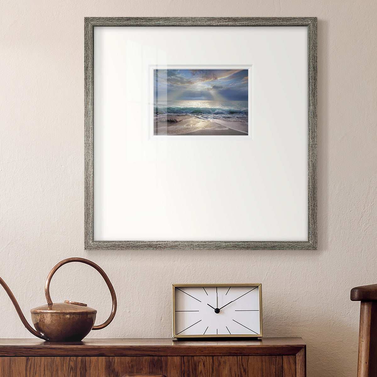 Aqua Blue Morning Premium Framed Print Double Matboard