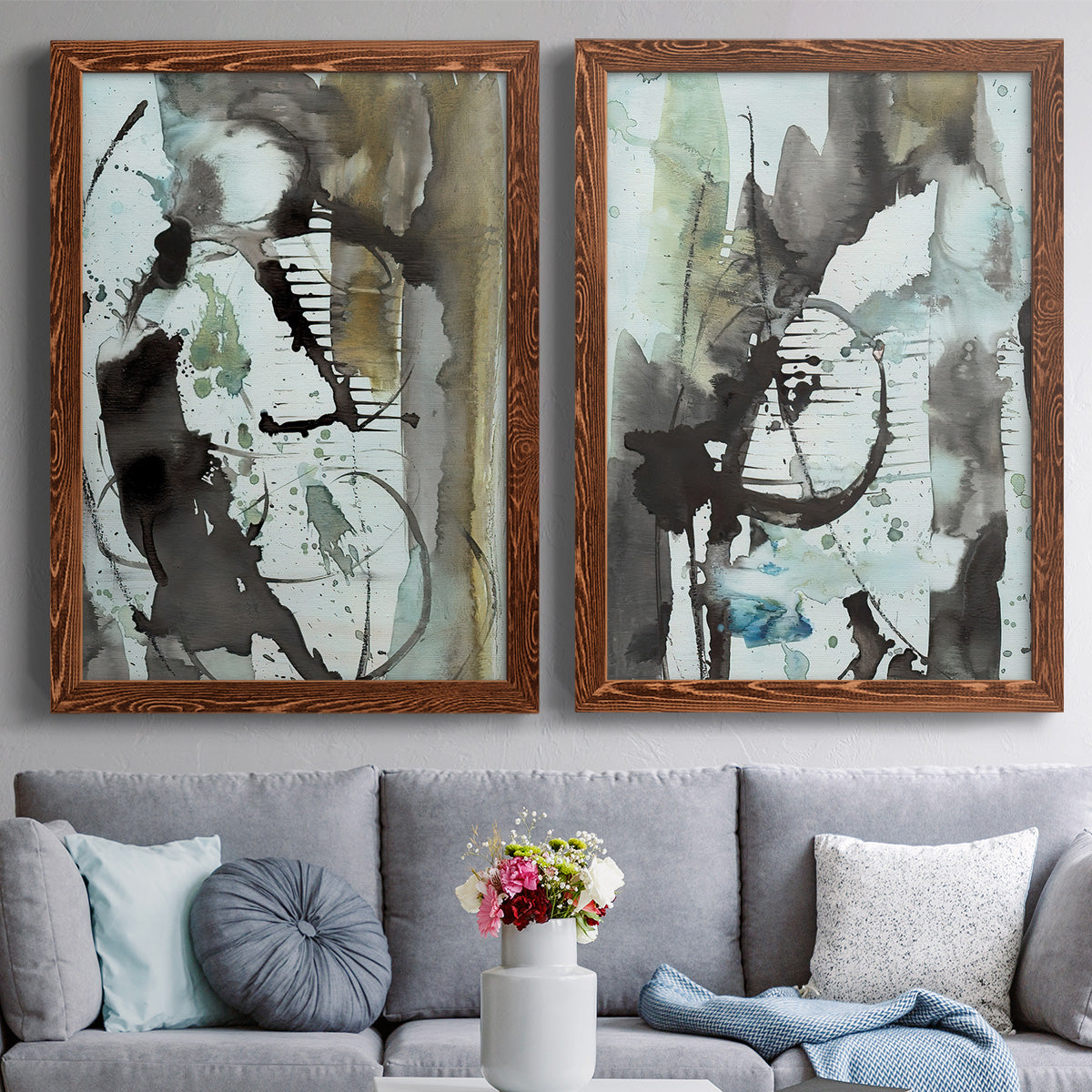 Lyrical Abstract I - Premium Framed Canvas 2 Piece Set - Ready to Hang