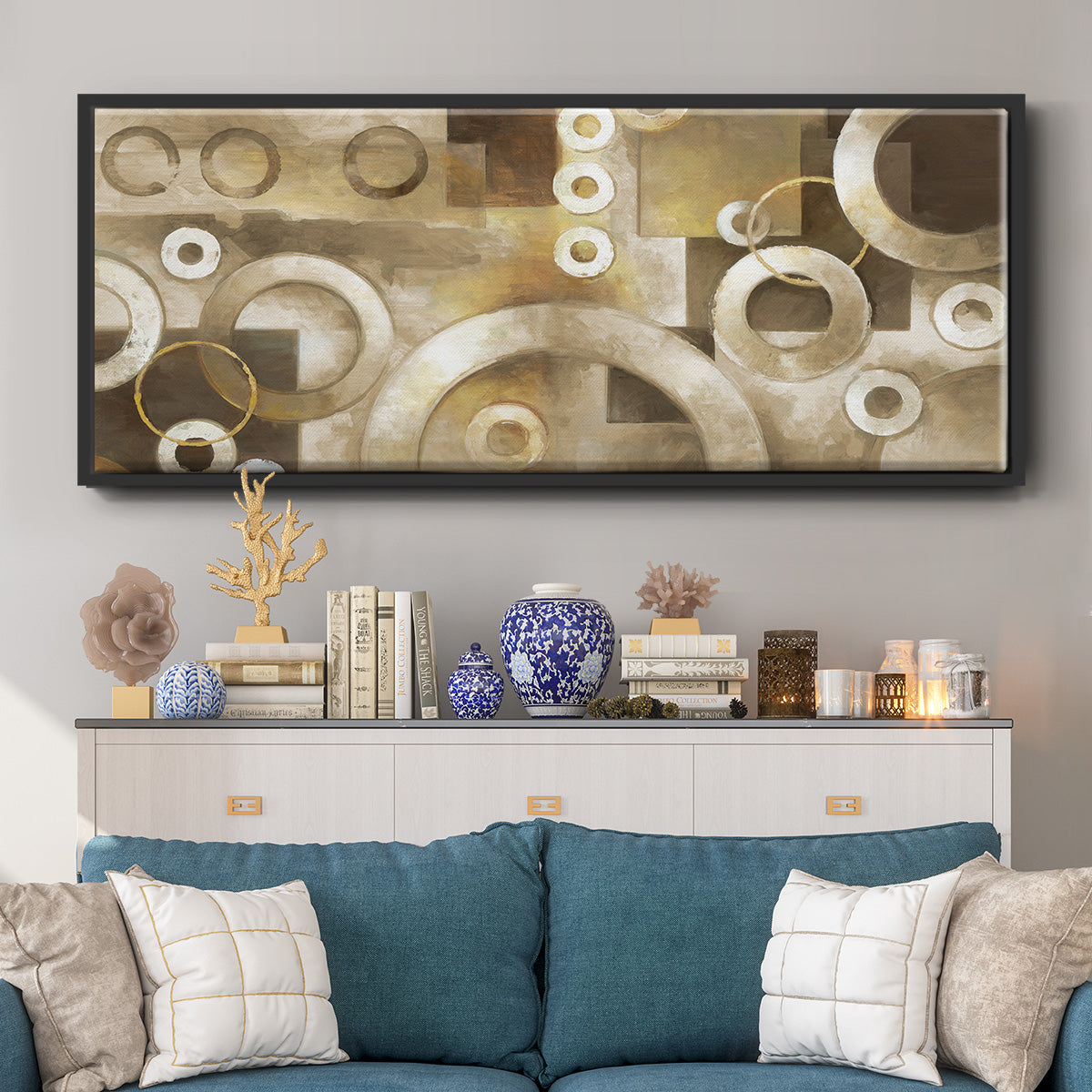 Neutral Motion - Floater Framed Canvas Print